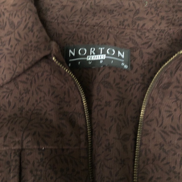 Norton Studio Brown Soft Shell Jacket With Design - Picture 2 of 3
